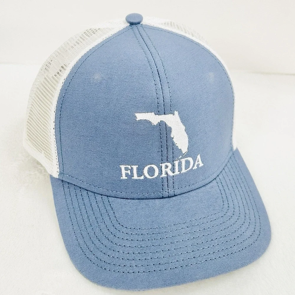 The State‎ Company Florida Script Trucker Hat Cap Adjustable Snapback Light Blue
